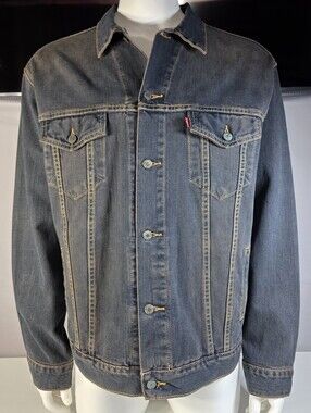 Levi's Men's Indigo Denim Jacket with Contrast Stitching April 2005 Size XL
